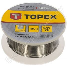 Припой TOPEX 44E514 оловянный 60%Sn, проволока 1.0 мм,100 г
