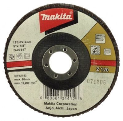 Лепестковый шлифовальный диск Makita 125x22,23 G 40, D-27486