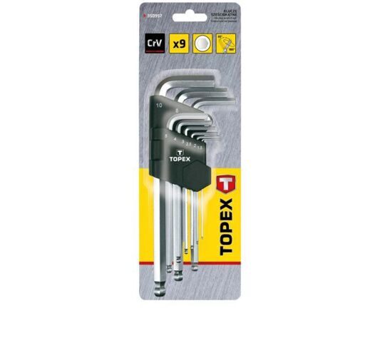 Ключи TOPEX (35D957) 6-гранные, комплект из 9 предметов, 1,5-10 мм