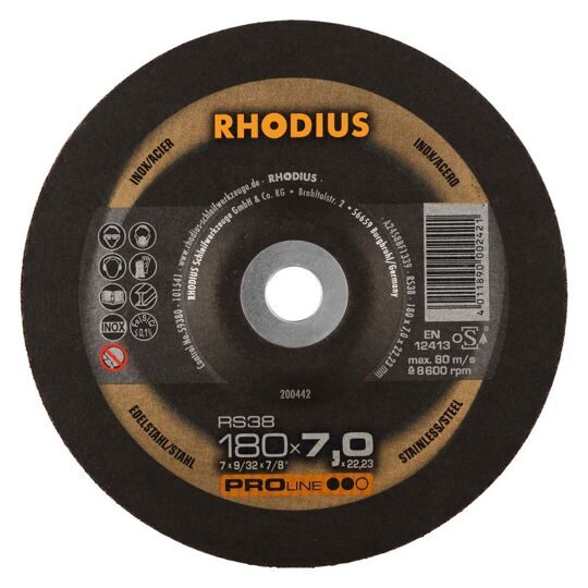 Диск шлифовальный RHODIUS RS38 180x6,0x22,23